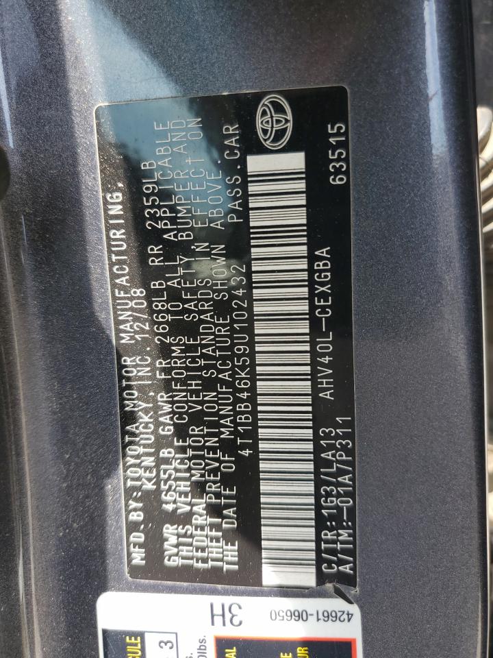 2009 Toyota Camry Hybrid VIN: 4T1BB46K59U102432 Lot: 54499005