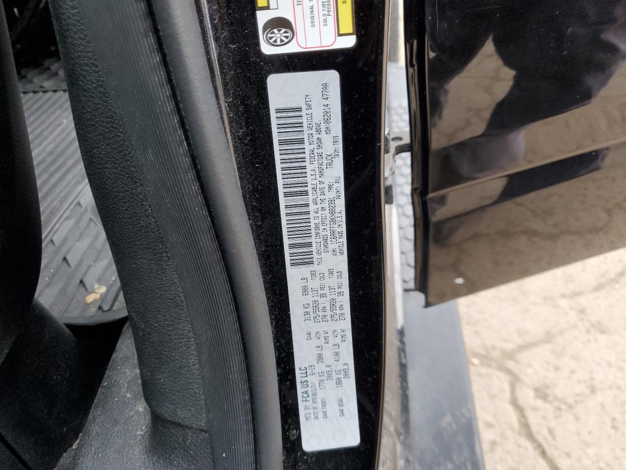 2019 Ram 1500 Big Horn/Lone Star VIN: 1C6RRFFG8KN882391 Lot: 51598485