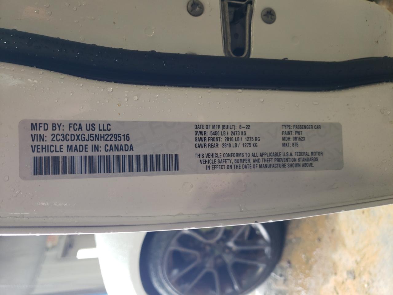 2022 Dodge Charger Scat Pack VIN: 2C3CDXGJ5NH229516 Lot: 52598905