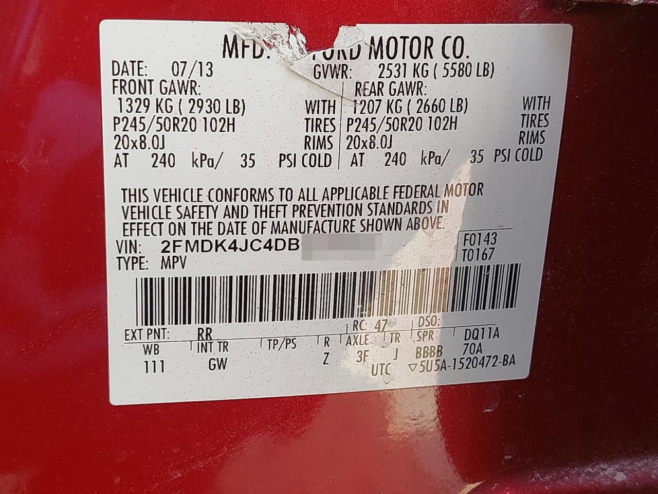 2FMDK4JC4DBC77519 - 2013 Ford Edge - #52832835