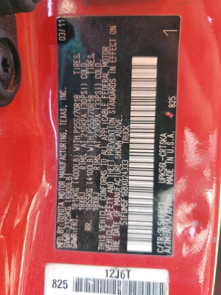 2011 Toyota Tundra Double Cab Sr5 VIN: 5TFUM5F168X024333 Lot: 53893585