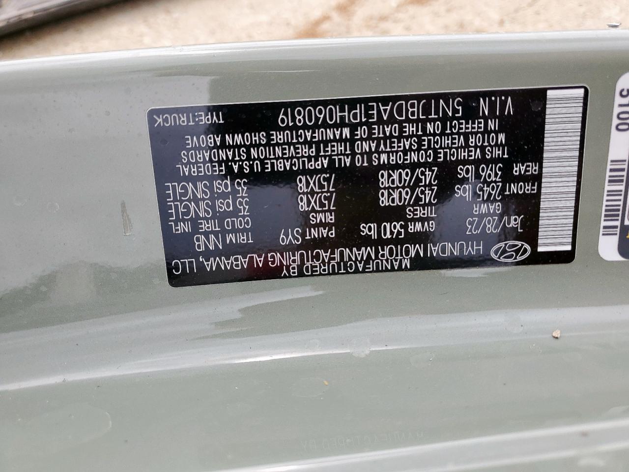 2023 Hyundai Santa Cruz Sel VIN: 5NTJBDAE1PH060819 Lot: 54918805