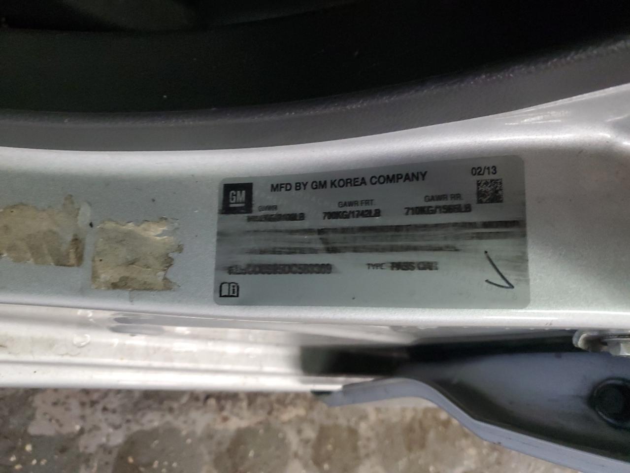 2013 Chevrolet Spark Ls VIN: KL8CB6S95DC583369 Lot: 51613885