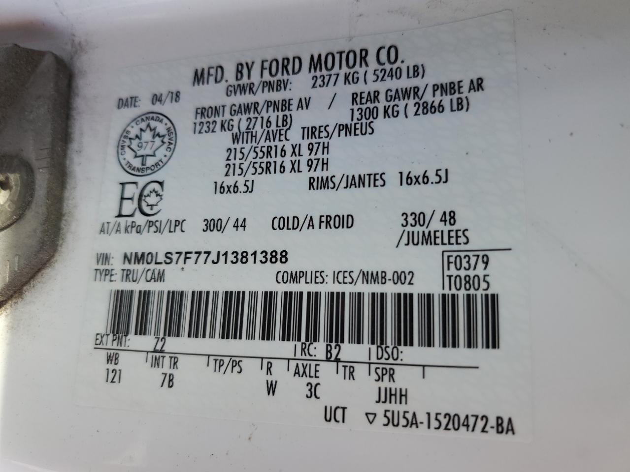 2018 Ford Transit Connect Xlt VIN: NM0LS7F77J1381388 Lot: 51499955