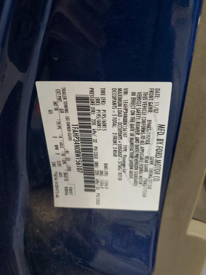 2008 Ford Focus S/Se VIN: 1FAHP34N08W156107 Lot: 53823855