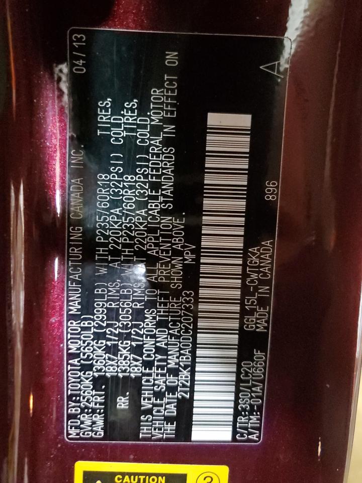 2013 Lexus Rx 350 Base VIN: 2T2BK1BA0DC207333 Lot: 53746945