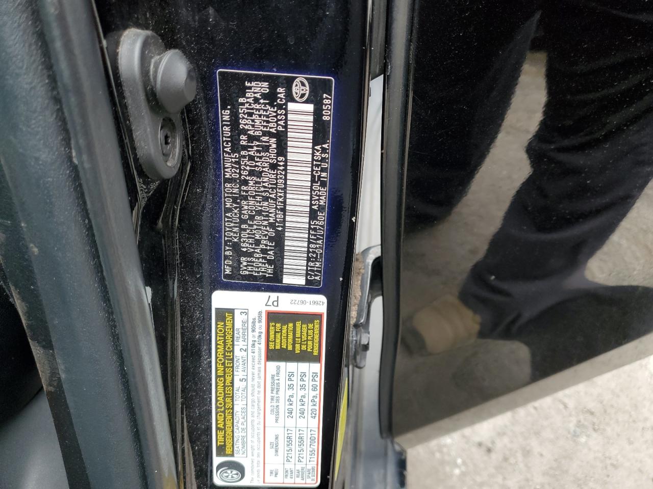 2015 Toyota Camry Le VIN: 4T1BF1FKXFU932449 Lot: 55210625