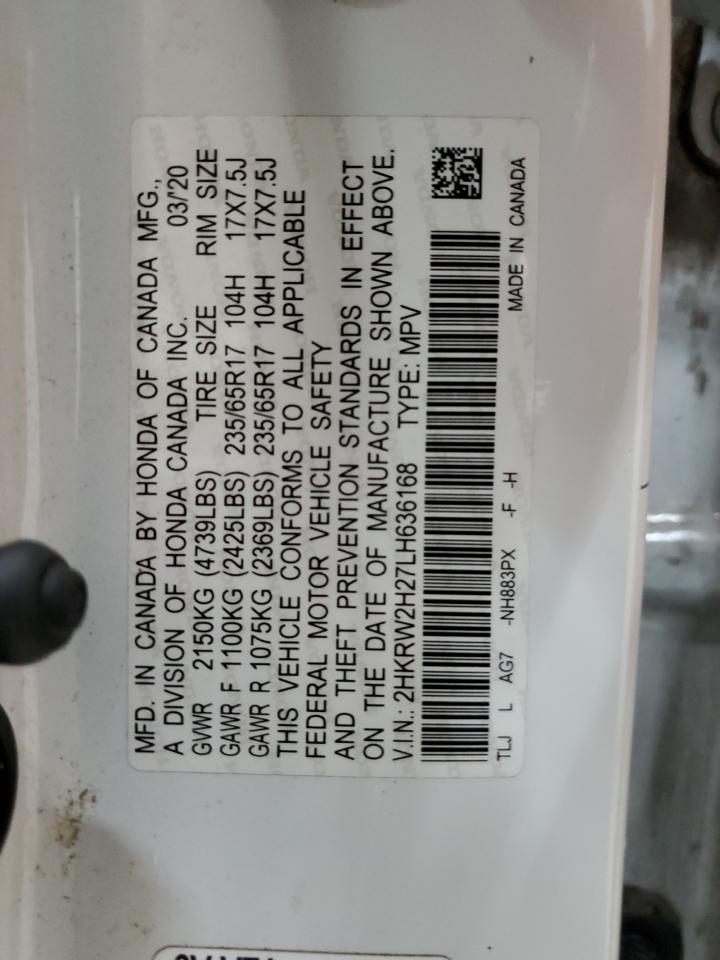 2020 Honda Cr-V Lx VIN: 2HKRW2H27LH636168 Lot: 55423895