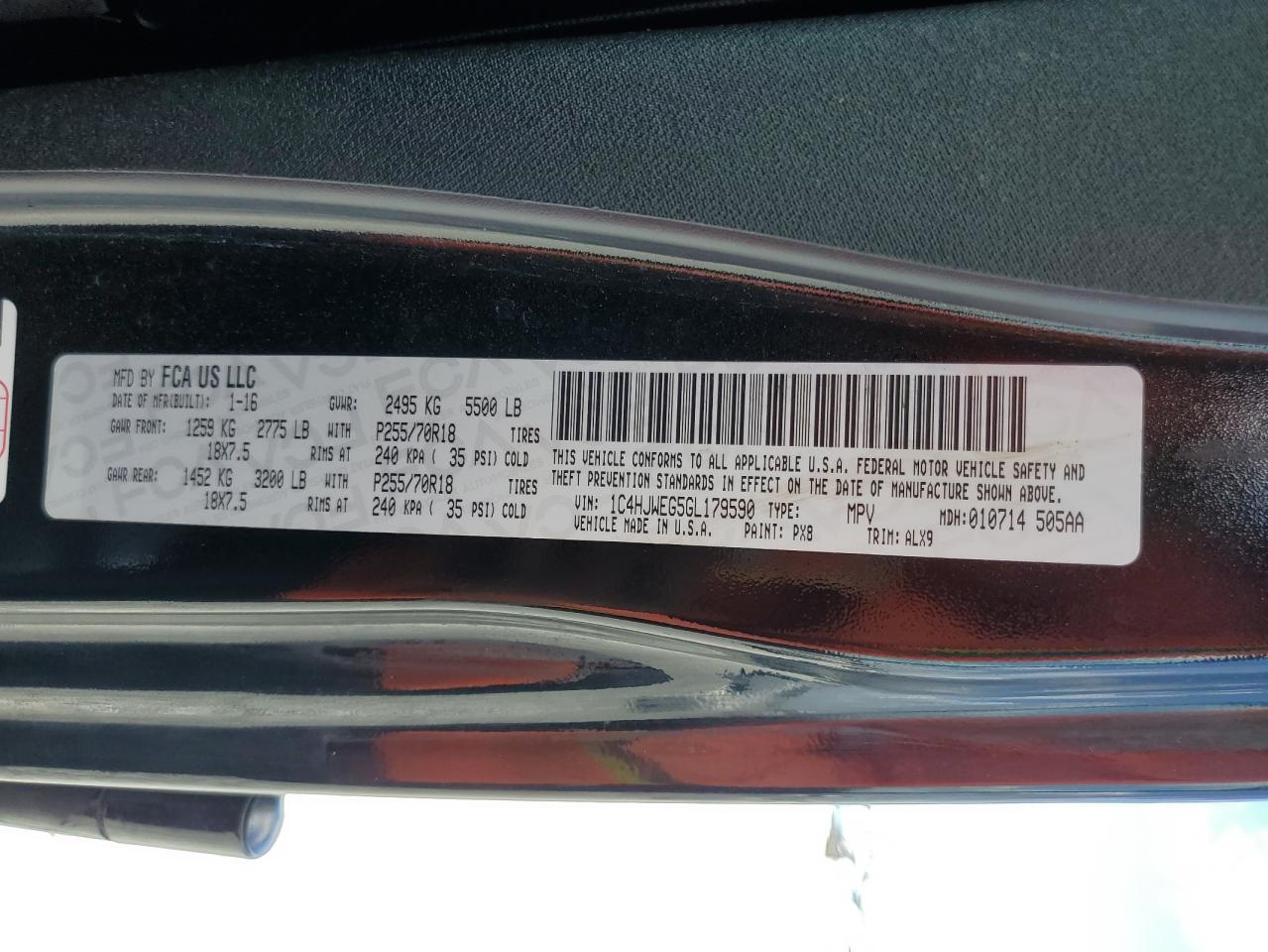 1c4hjweg5gl179590 1C4HJWEG5GL179590 2016 Jeep Wrangler Unlimited Sahara