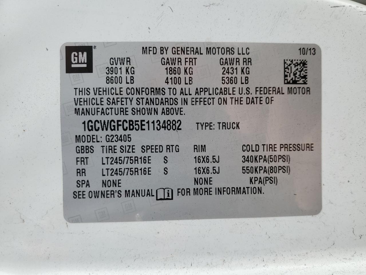 2014 Chevrolet Express G2500 VIN: 1GCWGFCB5E1134882 Lot: 51749295