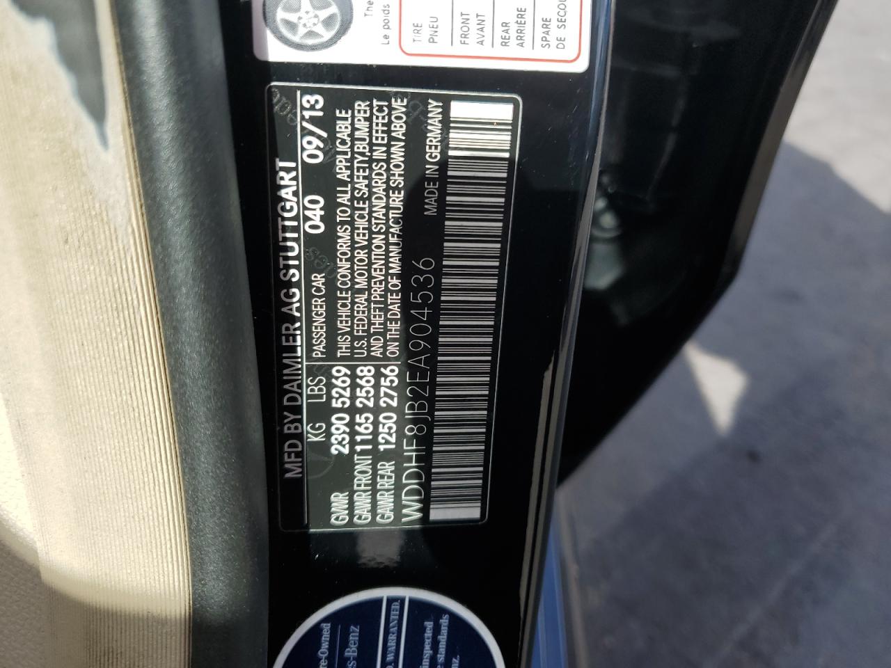 2014 Mercedes-Benz E 350 4Matic VIN: WDDHF8JB2EA904536 Lot: 51465715