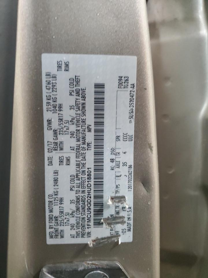 2017 Ford Escape Se VIN: 1FMCU9GD2HUD18801 Lot: 52387715