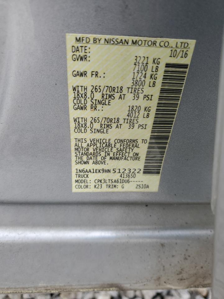 2017 Nissan Titan S VIN: 1N6AA1EK9HN512322 Lot: 53091565
