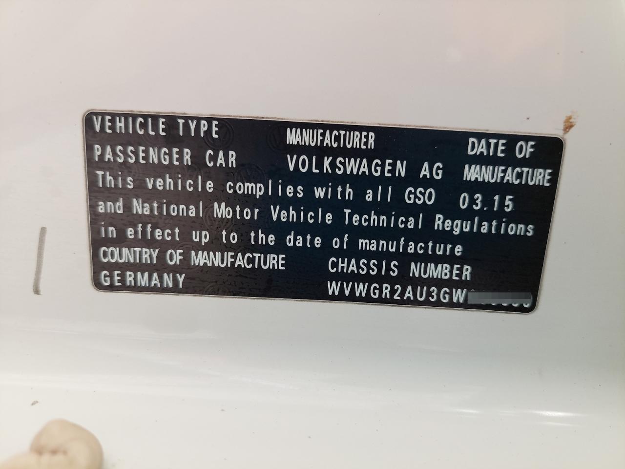 WVWGR2AU3GW000650 - 2016 Volkswagen Golf - #undefined