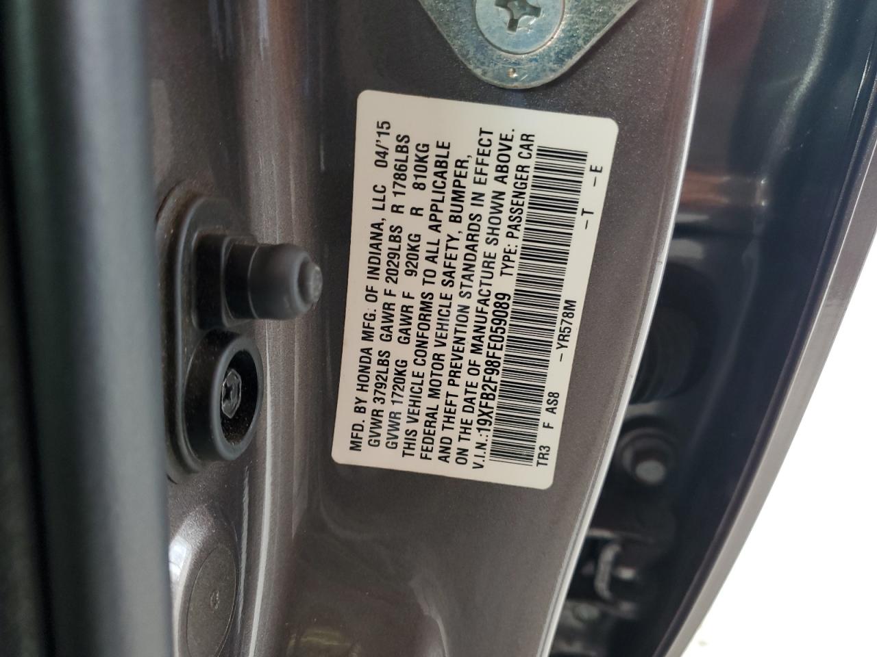 2015 Honda Civic Exl VIN: 19XFB2F98FE059089 Lot: 51582515