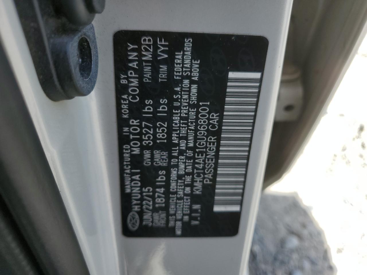 2016 Hyundai Accent Se VIN: KMHCT4AE1GU968001 Lot: 54092235