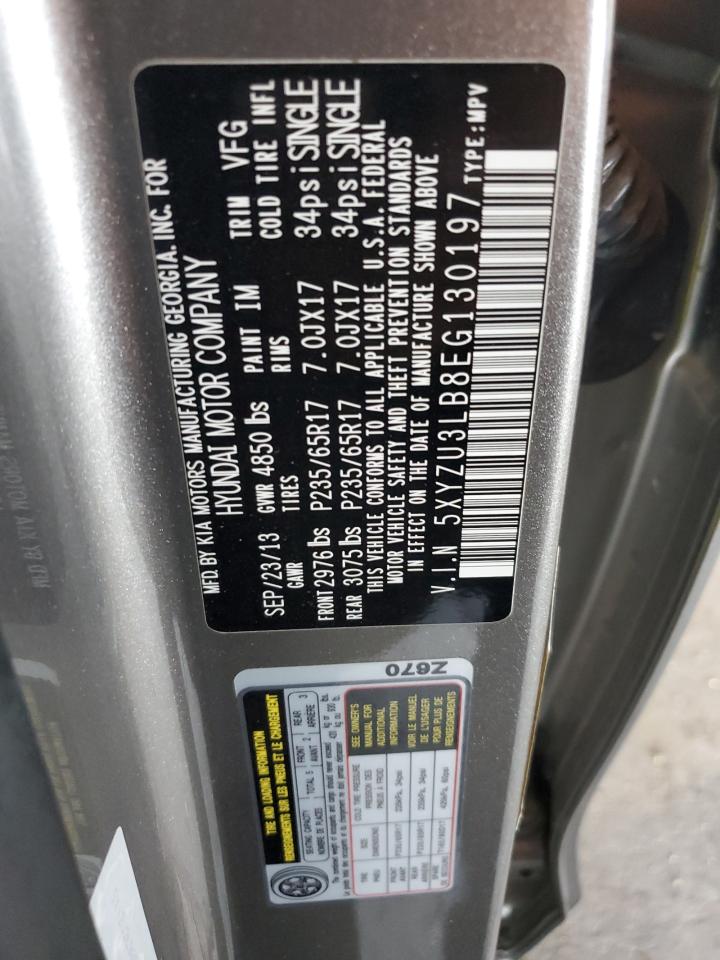 2014 Hyundai Santa Fe Sport VIN: 5XYZU3LB8EG130197 Lot: 54260995