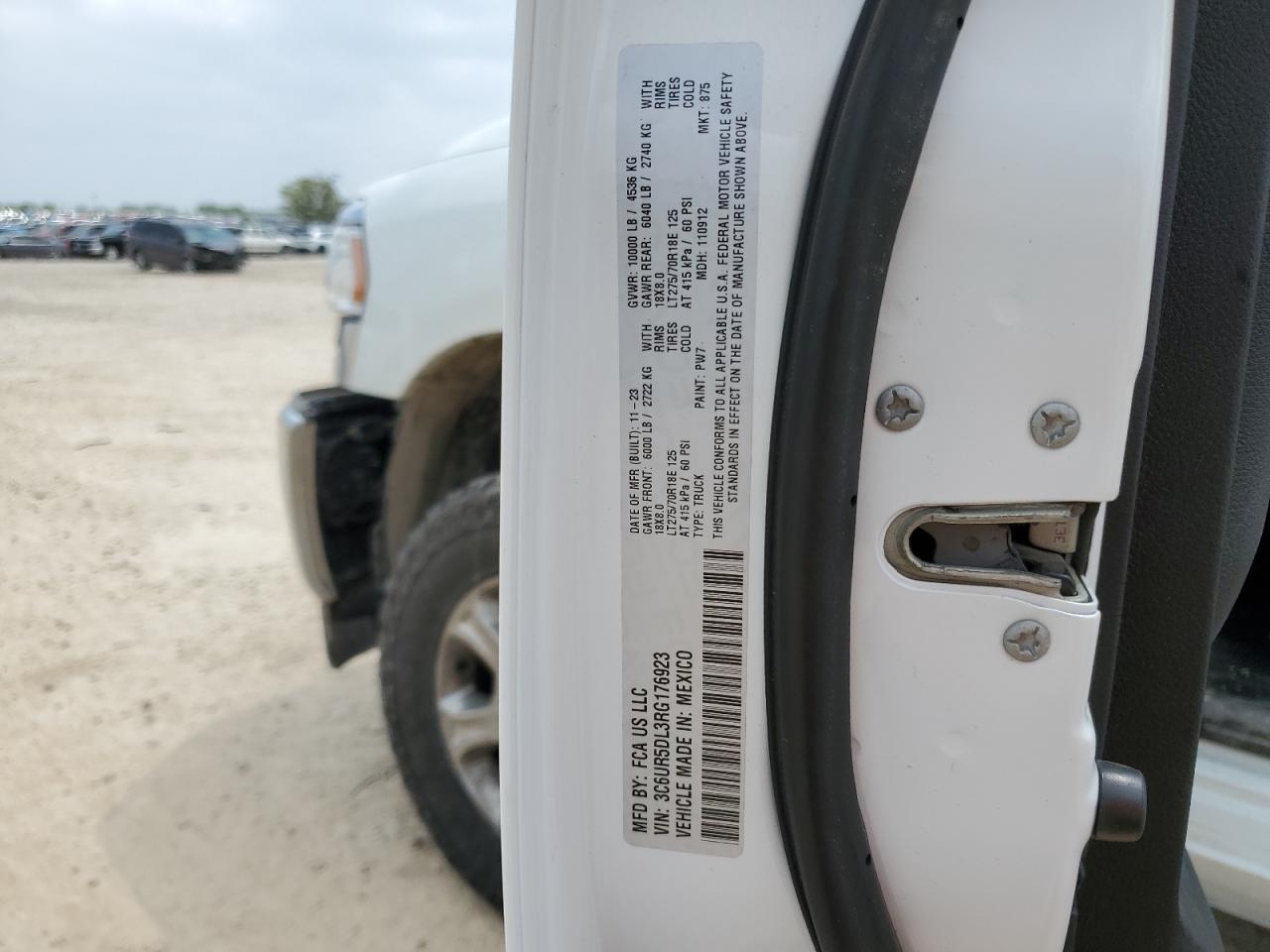 2024 Ram 2500 Big Horn VIN: 3C6UR5DL3RG176923 Lot: 51490145