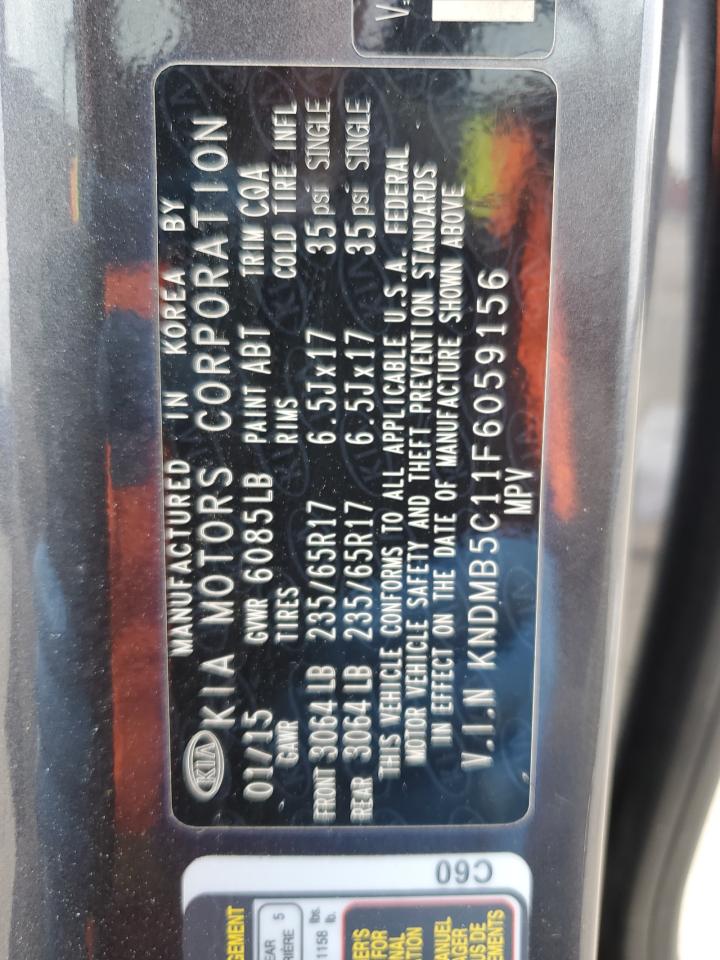 2015 Kia Sedona Lx VIN: KNDMB5C11F6059156 Lot: 54148615