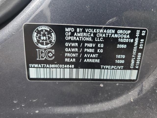 2017 VOLKSWAGEN PASSAT S