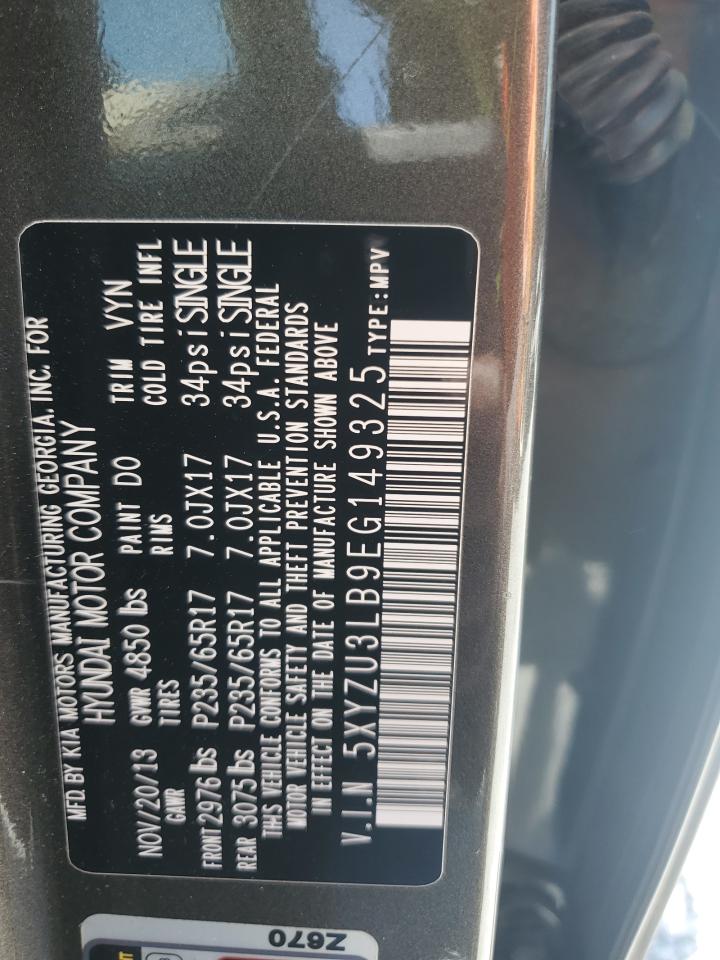 2014 Hyundai Santa Fe Sport VIN: 5XYZU3LB9EG149325 Lot: 55352495