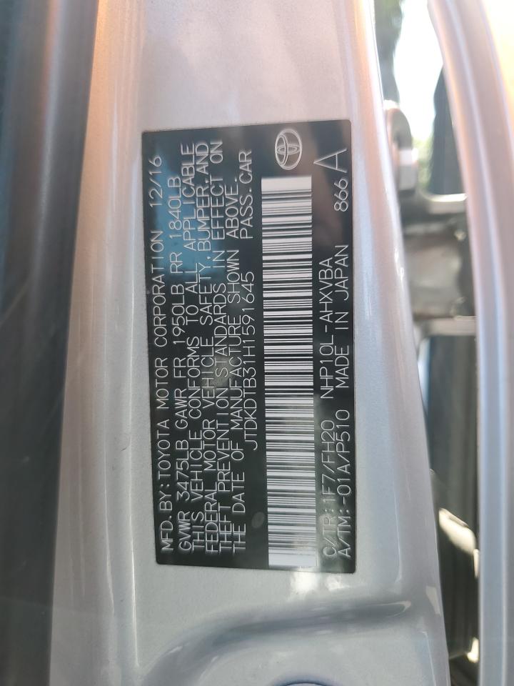 2017 Toyota Prius C VIN: JTDKDTB31H1591645 Lot: 55255505