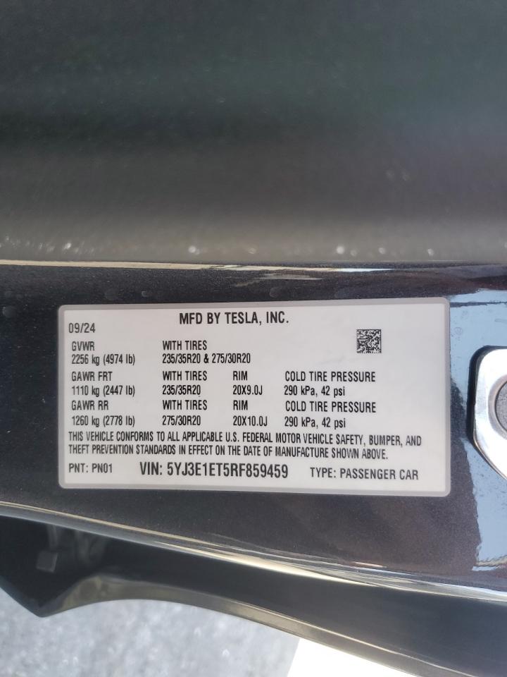 2024 Tesla Model 3 VIN: 5YJ3E1ET5RF859459 Lot: 54694805