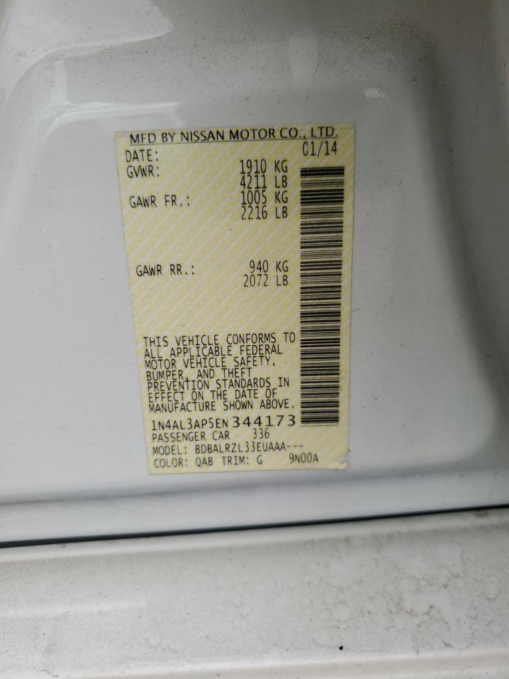2014 Nissan Altima 2.5 VIN: 1N4AL3AP5EN344173 Lot: 54409595