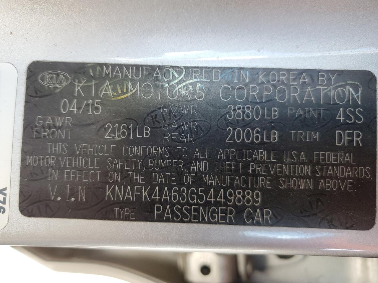 2016 Kia Forte Lx VIN: KNAFK4A63G5449889 Lot: 54918365