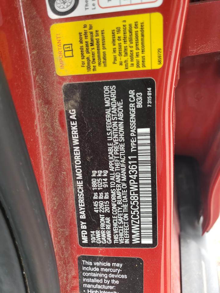 2015 Mini Cooper S Countryman VIN: WMWZC5C58FWP43611 Lot: 51859335