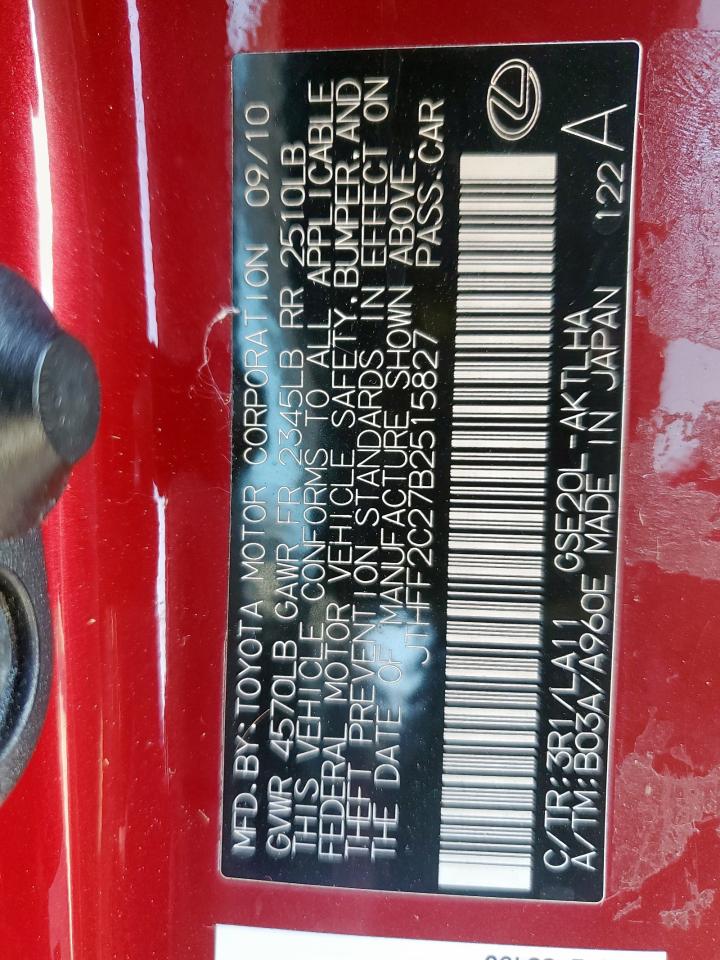 2011 Lexus Is 250 VIN: JTHFF2C27B2515827 Lot: 53033705