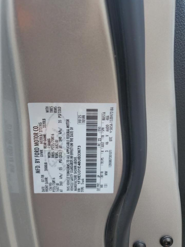 2008 Ford Explorer Sport Trac Xlt VIN: 1FMEU31E48UB33673 Lot: 54221075