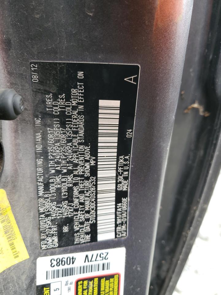 2013 Toyota Sienna VIN: 5TDZK3DC4DS287532 Lot: 53899055