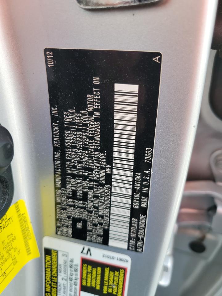 2013 Toyota Venza Le VIN: 4T3ZK3BB7DU055970 Lot: 53660845