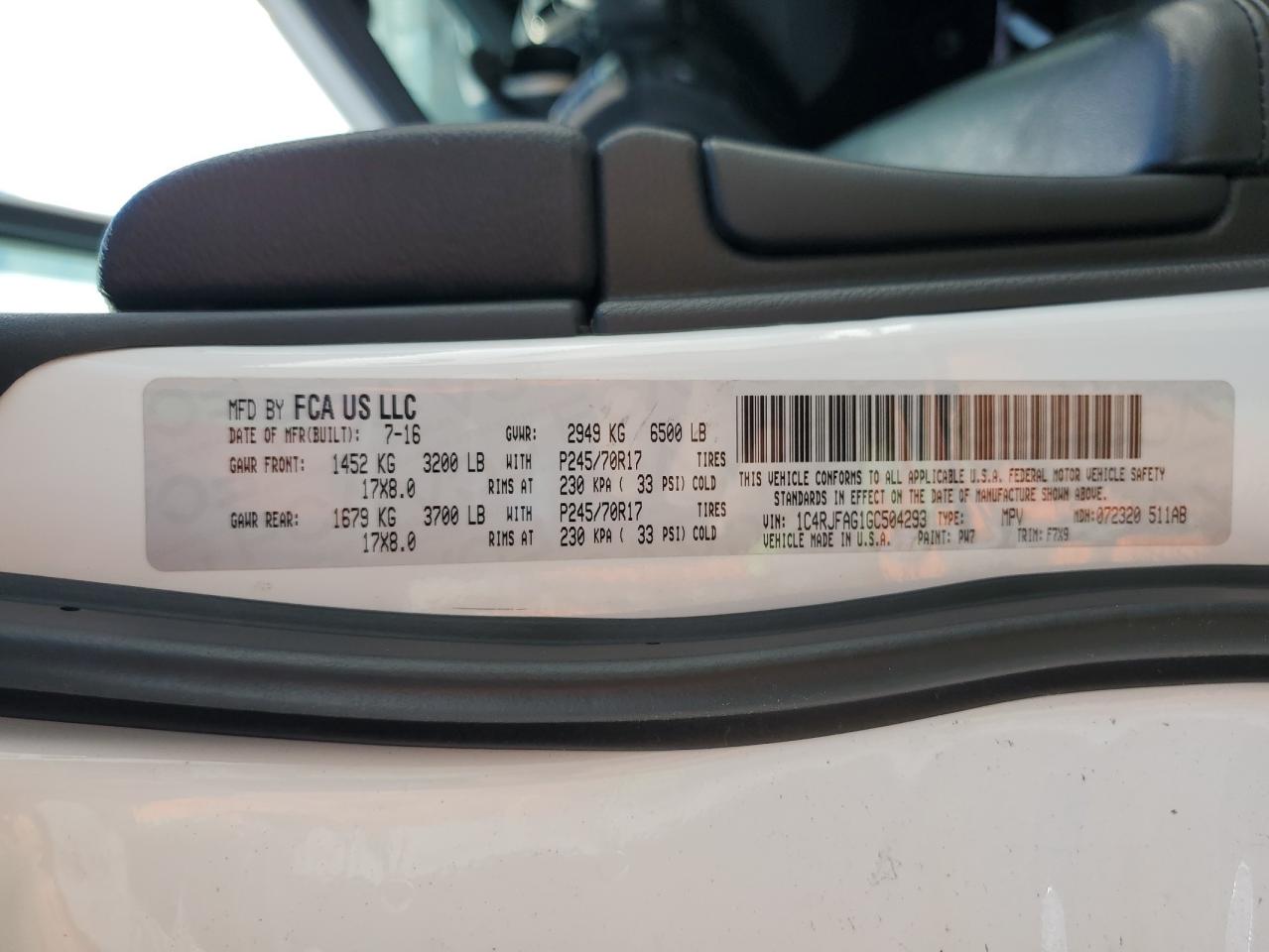 2016 Jeep Grand Cherokee Laredo VIN: 1C4RJFAG1GC504293 Lot: 53162395