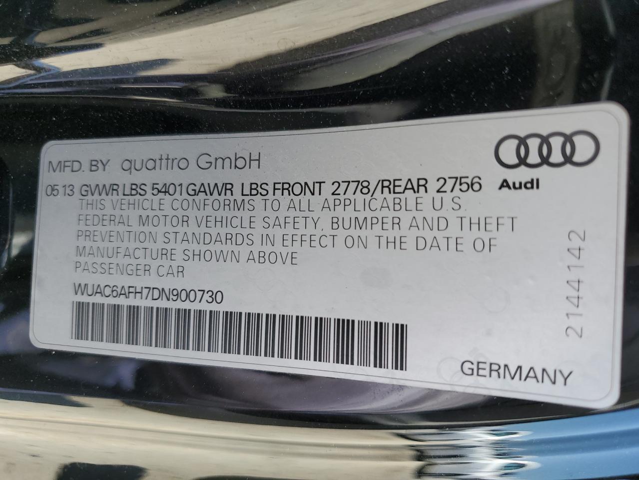 2013 Audi Rs5 VIN: WUAC6AFH7DN900730 Lot: 54389665