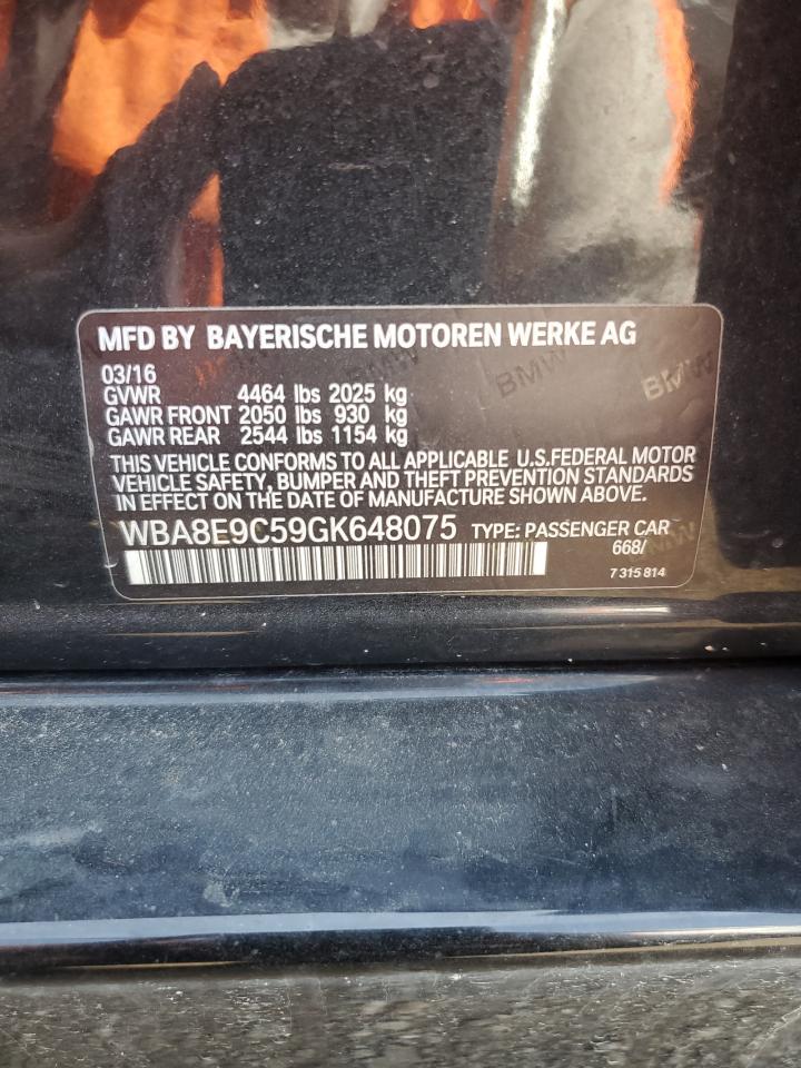2016 BMW 328 I Sulev VIN: WBA8E9C59GK648075 Lot: 54156115