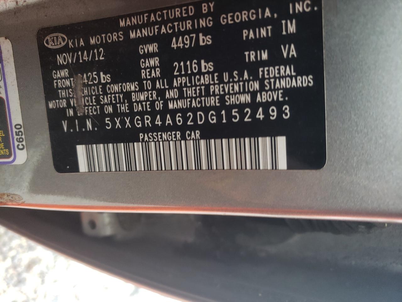 2013 Kia Optima Sx VIN: 5XXGR4A62DG152493 Lot: 71720415