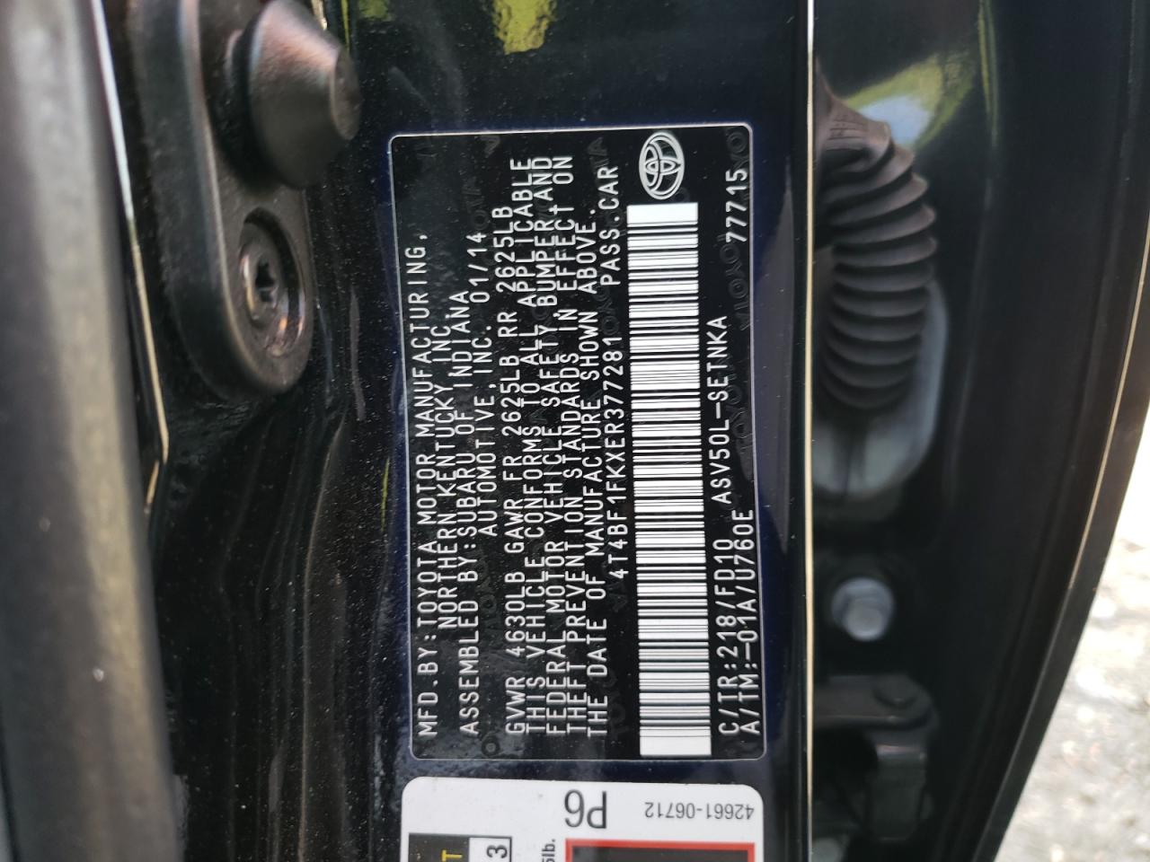 4t4bf1fkxer377281 4T4BF1FKXER377281 2014 Toyota Camry L