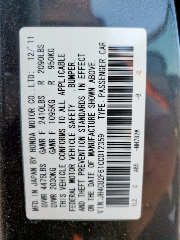 2012 Acura Tsx Tech VIN: JH4CU2F61CC012359 Lot: 52962325