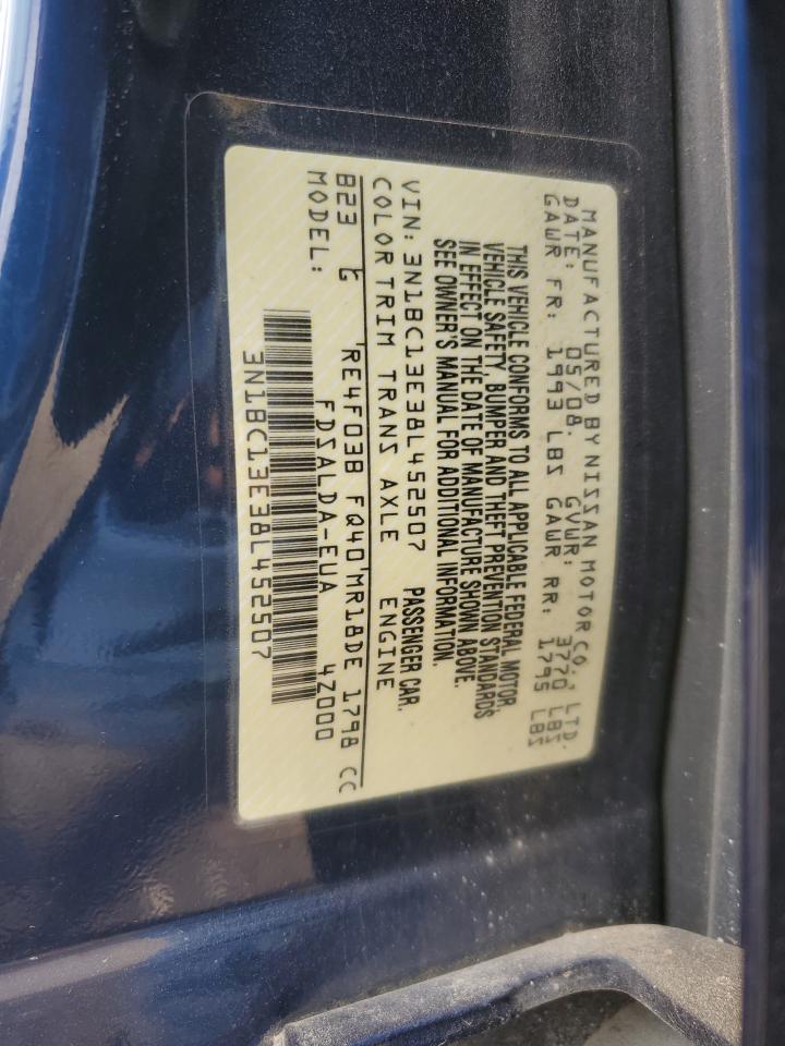 2008 Nissan Versa S VIN: 3N1BC13E38L452507 Lot: 53472575