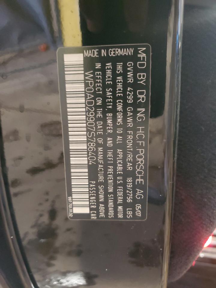 2007 Porsche 911 Turbo VIN: WP0AD29907S786404 Lot: 51944405