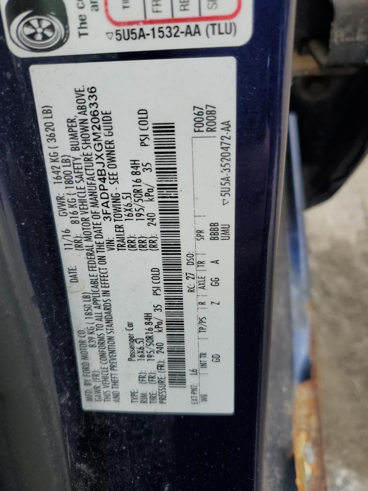 2016 Ford Fiesta Se VIN: 3FADP4BJXGM206336 Lot: 53634795