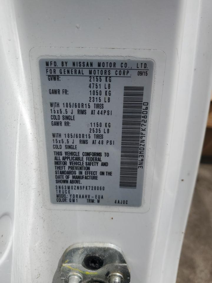 2015 Chevrolet City Express Lt VIN: 3N63M0ZN9FK728060 Lot: 54180085