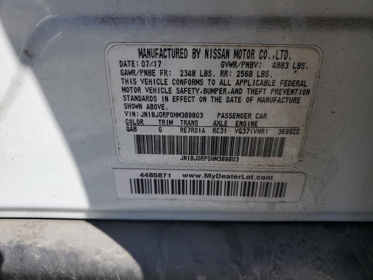 2017 Infiniti Qx50 VIN: JN1BJ0RP0HM389803 Lot: 52504875