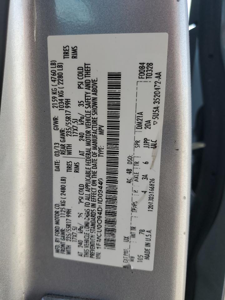 2013 Ford Escape Se VIN: 1FMCU0G94DUD09440 Lot: 53442205