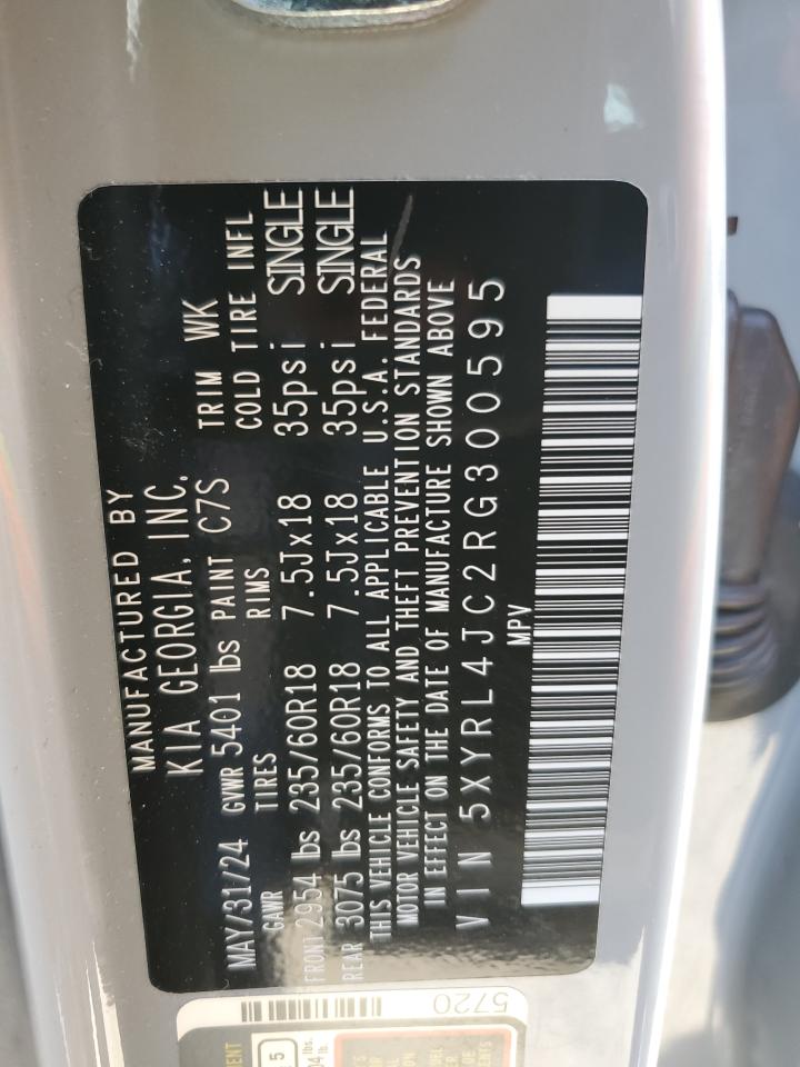 2024 Kia Sorento S VIN: 5XYRL4JC2RG300595 Lot: 54080075