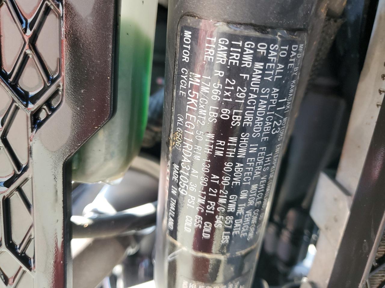 2024 Kawasaki Kl650 G VIN: ML5KLEG11RDA31059 Lot: 52785775