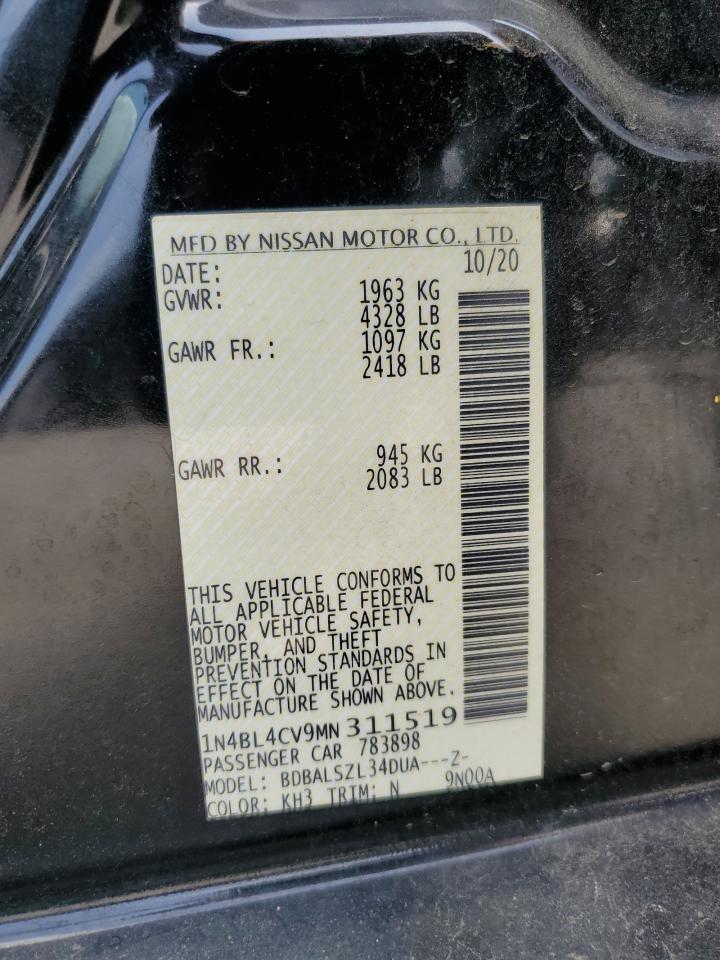 2021 Nissan Altima Sr VIN: 1N4BL4CV9MN311519 Lot: 55301685