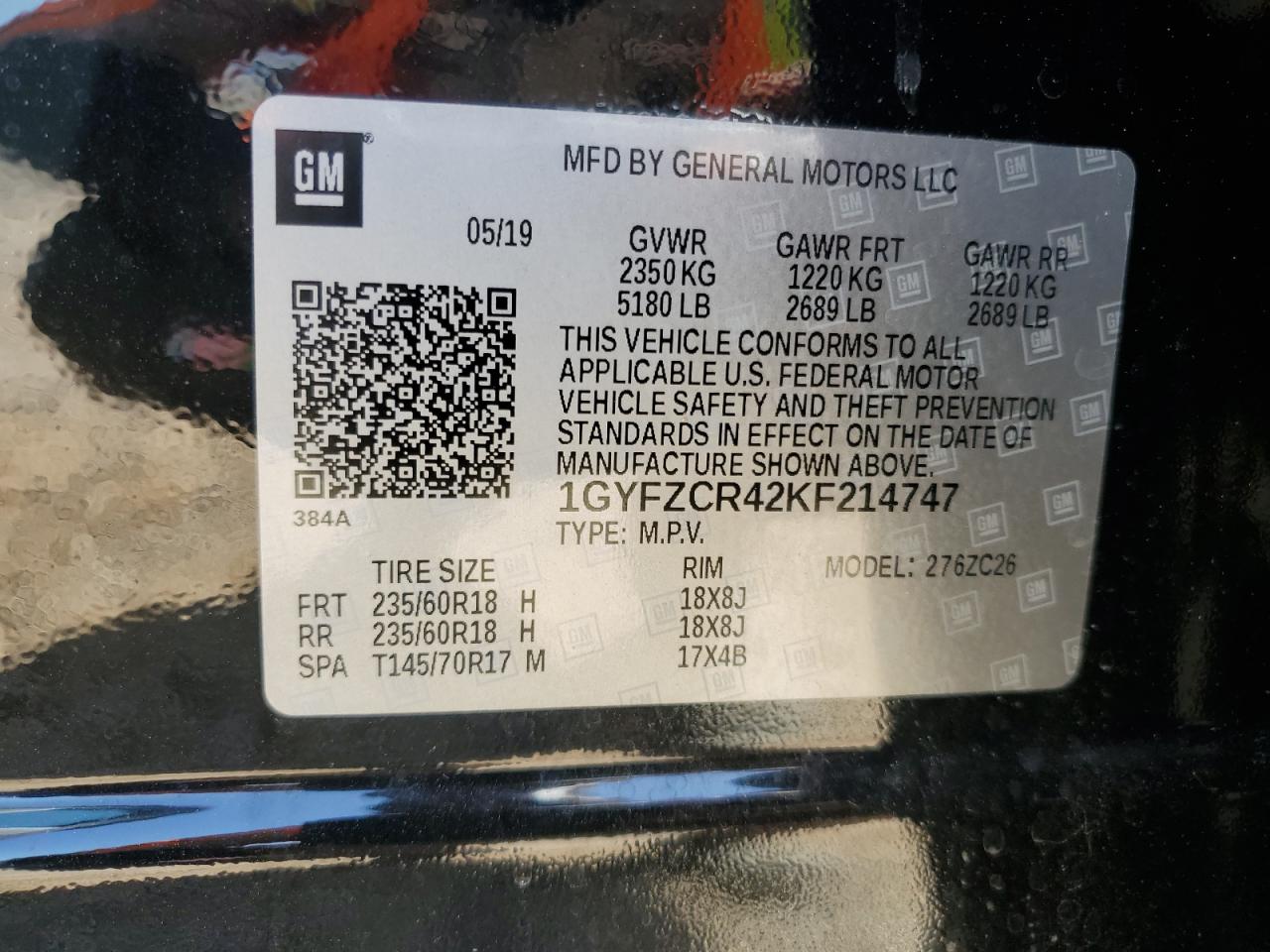 2019 Cadillac Xt4 Premium Luxury VIN: 1GYFZCR42KF214747 Lot: 52412105
